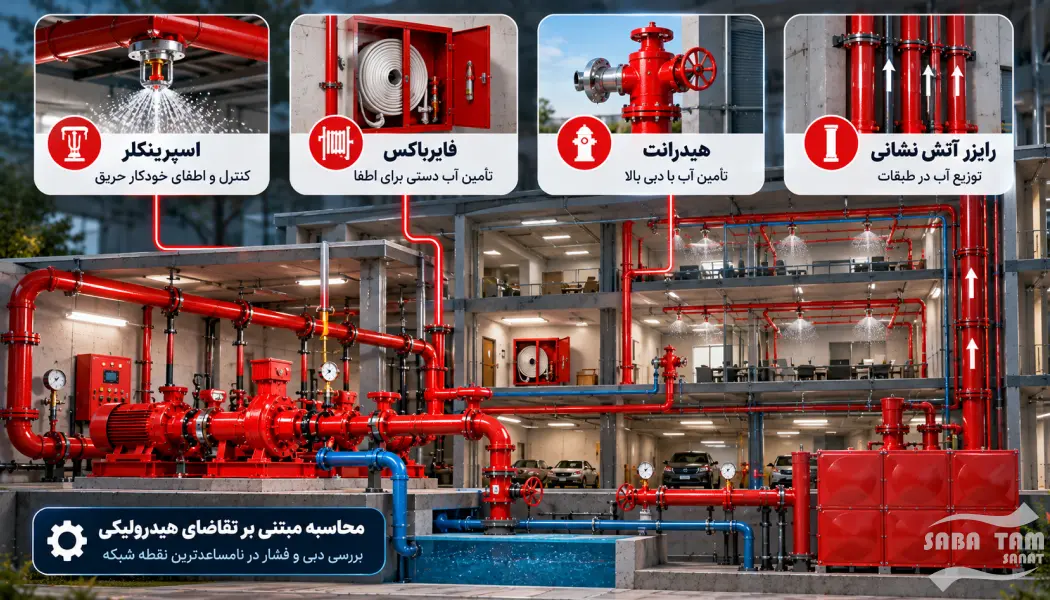 محاسبه و طراحی بوستر پمپ آتش نشانی